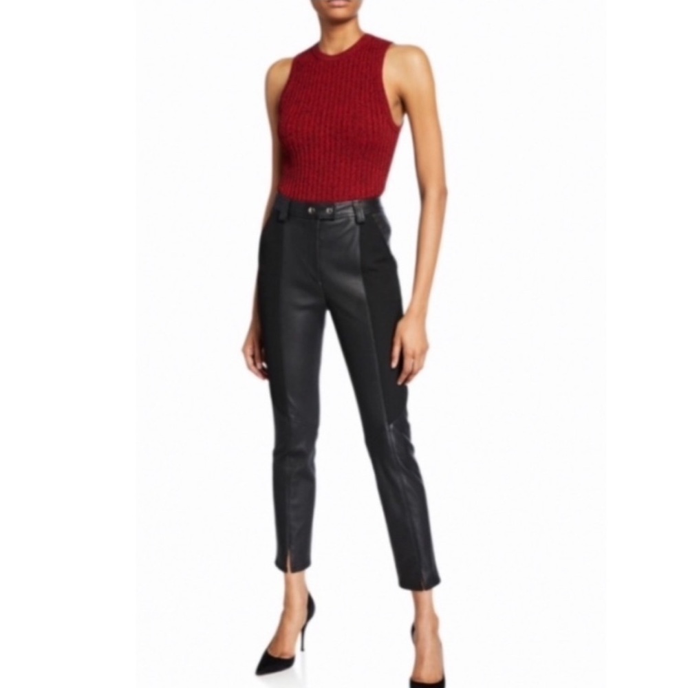 ALC Devin Leather Panel Pants in Black- Size 6.